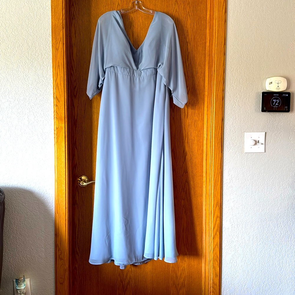 Azazie Dusty Blue Floor Length Gown
